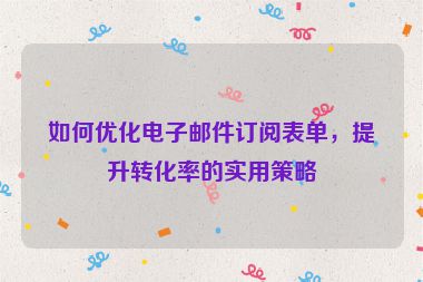 如何優(yōu)化電子郵件訂閱表單，提升轉(zhuǎn)化率的實(shí)用策略