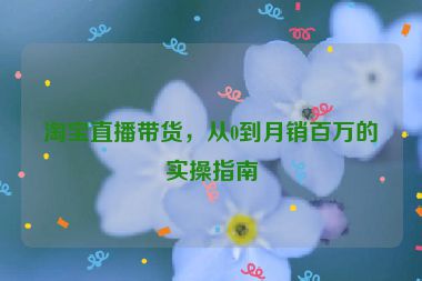 淘寶直播帶貨，從0到月銷百萬的實操指南