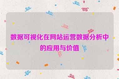 數據可視化在網站運營數據分析中的應用與價值