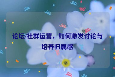 論壇/社群運(yùn)營(yíng)，如何激發(fā)討論與培養(yǎng)歸屬感