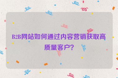 B2B網(wǎng)站如何通過內容營銷獲取高質量客戶？