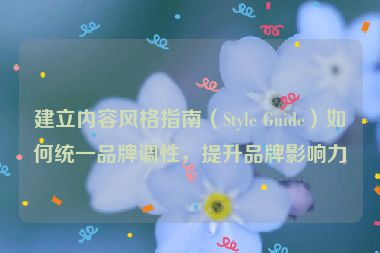 建立內容風格指南（Style Guide）如何統一品牌調性，提升品牌影響力