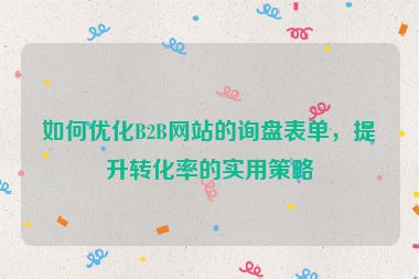 如何優(yōu)化B2B網(wǎng)站的詢盤表單，提升轉(zhuǎn)化率的實(shí)用策略