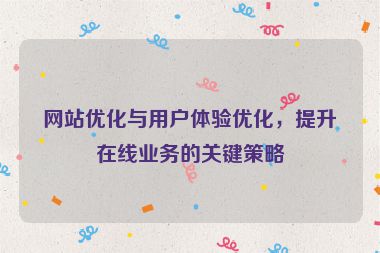 網(wǎng)站優(yōu)化與用戶體驗(yàn)優(yōu)化，提升在線業(yè)務(wù)的關(guān)鍵策略
