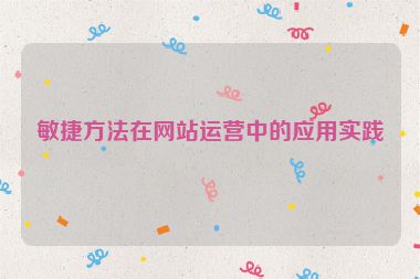 敏捷方法在網站運營中的應用實踐