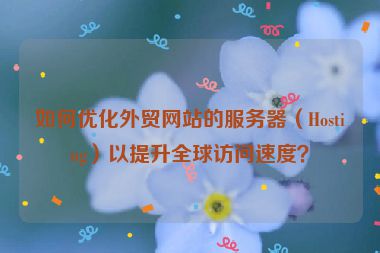 如何優(yōu)化外貿(mào)網(wǎng)站的服務器（Hosting）以提升全球訪問速度？