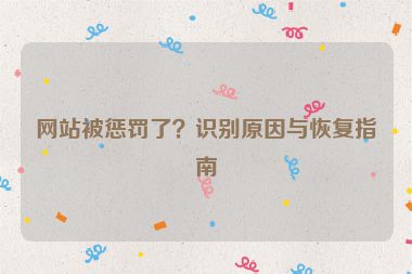 網(wǎng)站被懲罰了？識(shí)別原因與恢復(fù)指南