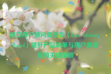 建立用戶顧問(wèn)委員會(huì)（User Advisory Board）提升產(chǎn)品決策與用戶滿意度的關(guān)鍵策略