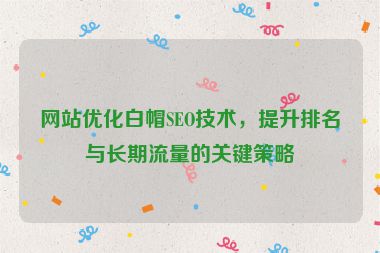 網(wǎng)站優(yōu)化白帽SEO技術(shù)，提升排名與長期流量的關(guān)鍵策略