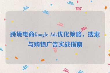 跨境電商Google Ads優(yōu)化策略，搜索與購物廣告實戰(zhàn)指南