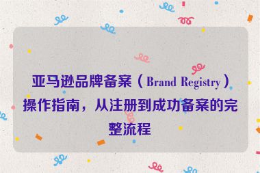 亞馬遜品牌備案（Brand Registry）操作指南，從注冊到成功備案的完整流程