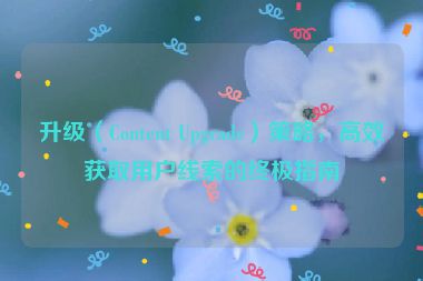 升級(jí)（Content Upgrade）策略，高效獲取用戶線索的終極指南